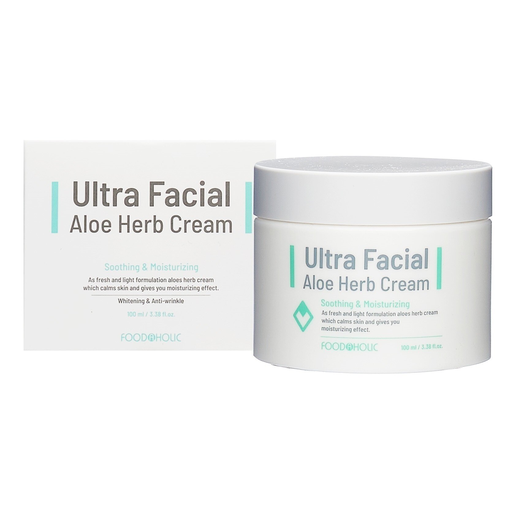 Крем для лица антивозрастной, функциональный, с экстрактом алоэ FOODAHOLIC ULTRA FACIAL ALOE HERB CREAM, 100 мл.