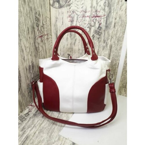 фото Сумка кросс-боди , фактура зернистая, белый elena leather bag
