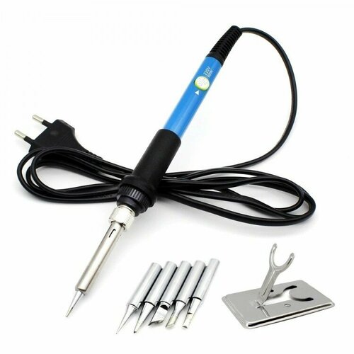 Электрический паяльник 60 Вт 220 В с регулировкой мощности и набором сменных жал и подставкой 65900₽
