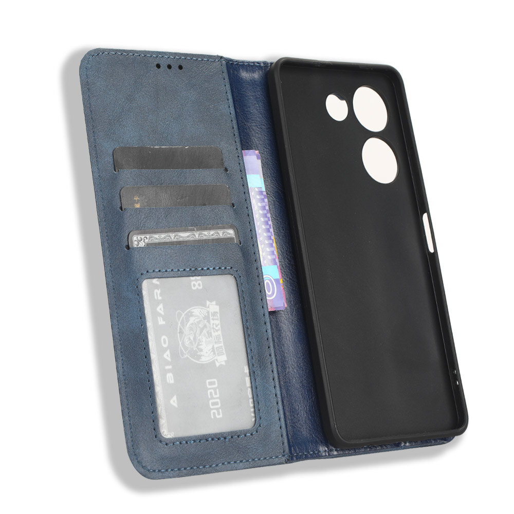 Чехол книжка для Tecno Camon 20/ Tecno Camon 20 Pro (4G) с магнитом и отделением под карты / Техно Камон 20/Камон 20 Про (4джи) (синяя) — фото 1