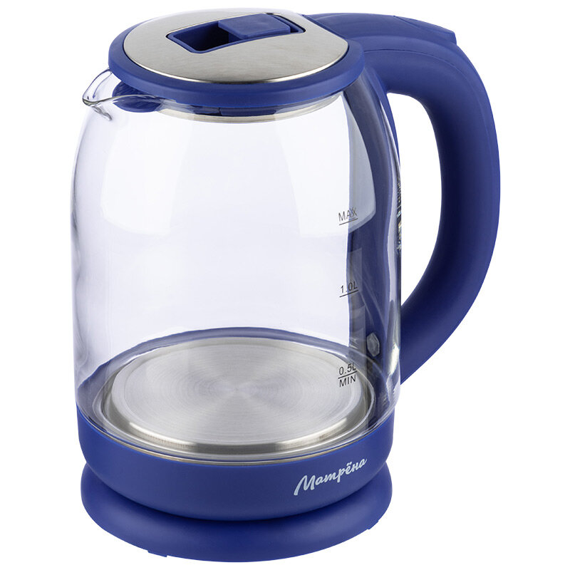 фото Чайник матрёна MA-154 электрический (1,8 л) стекло синий