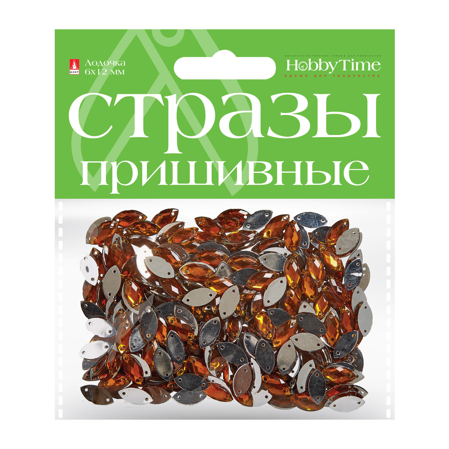 Стразы пришивные "лодочка", 6х12 ММ, 10 ЦВ, Арт. 2-337/02