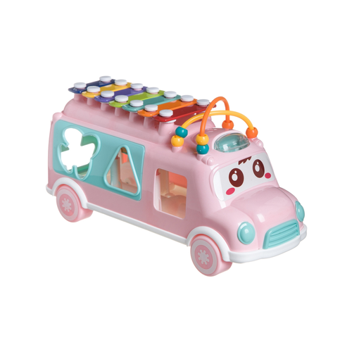 Развивающая игрушка для малышей GRACE HOUSE машинка сортер с ксилофон розовый