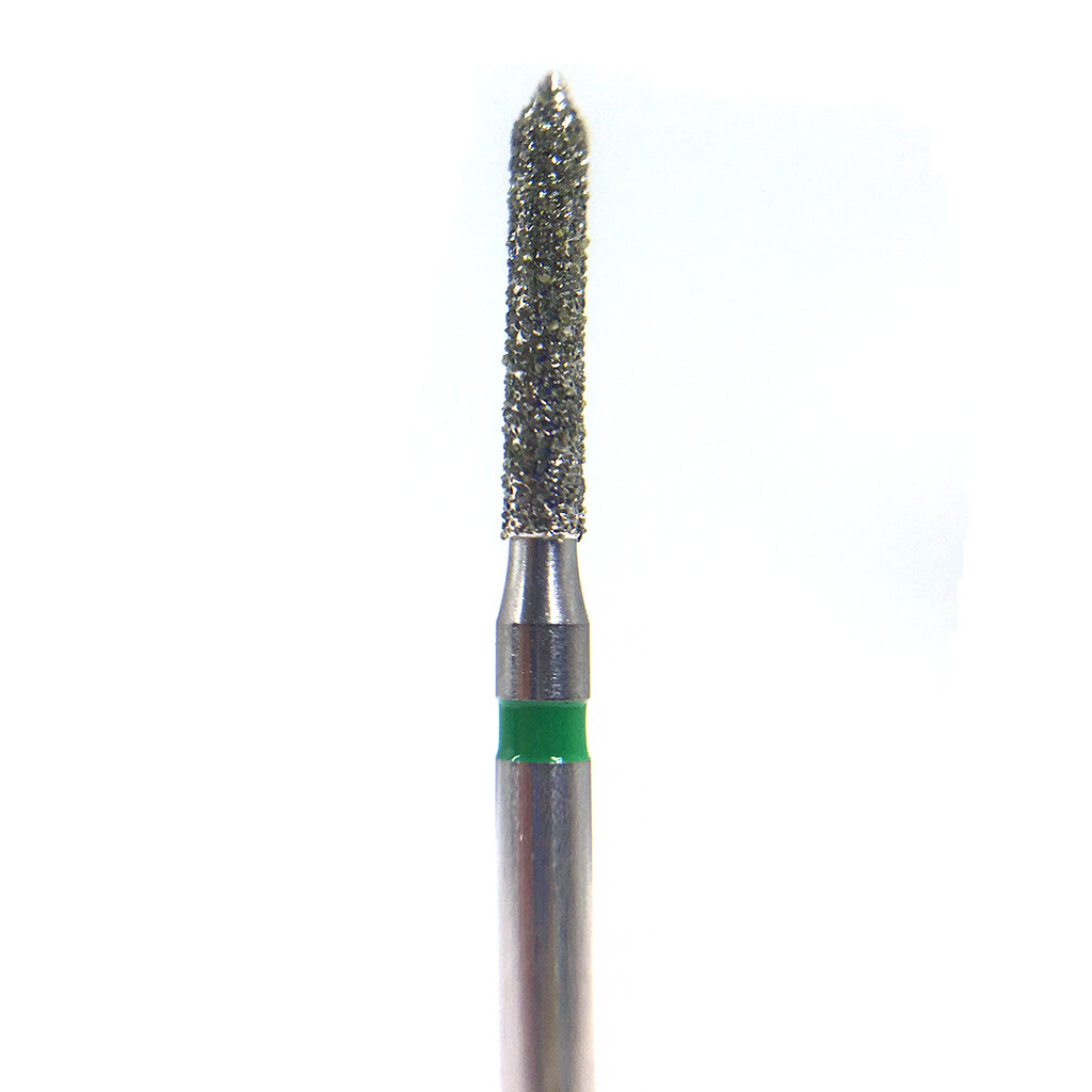 Бор алмазный 885, заостренный цилиндр, под турбинный наконечник, D 1.4 мм, L 8.0 мм, зеленый