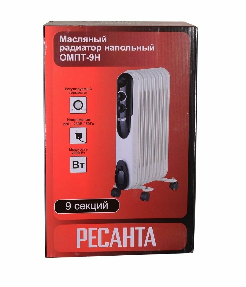 Масляный радиатор ОМПТ- 9Н (2 кВт) Ресанта - фотография № 7