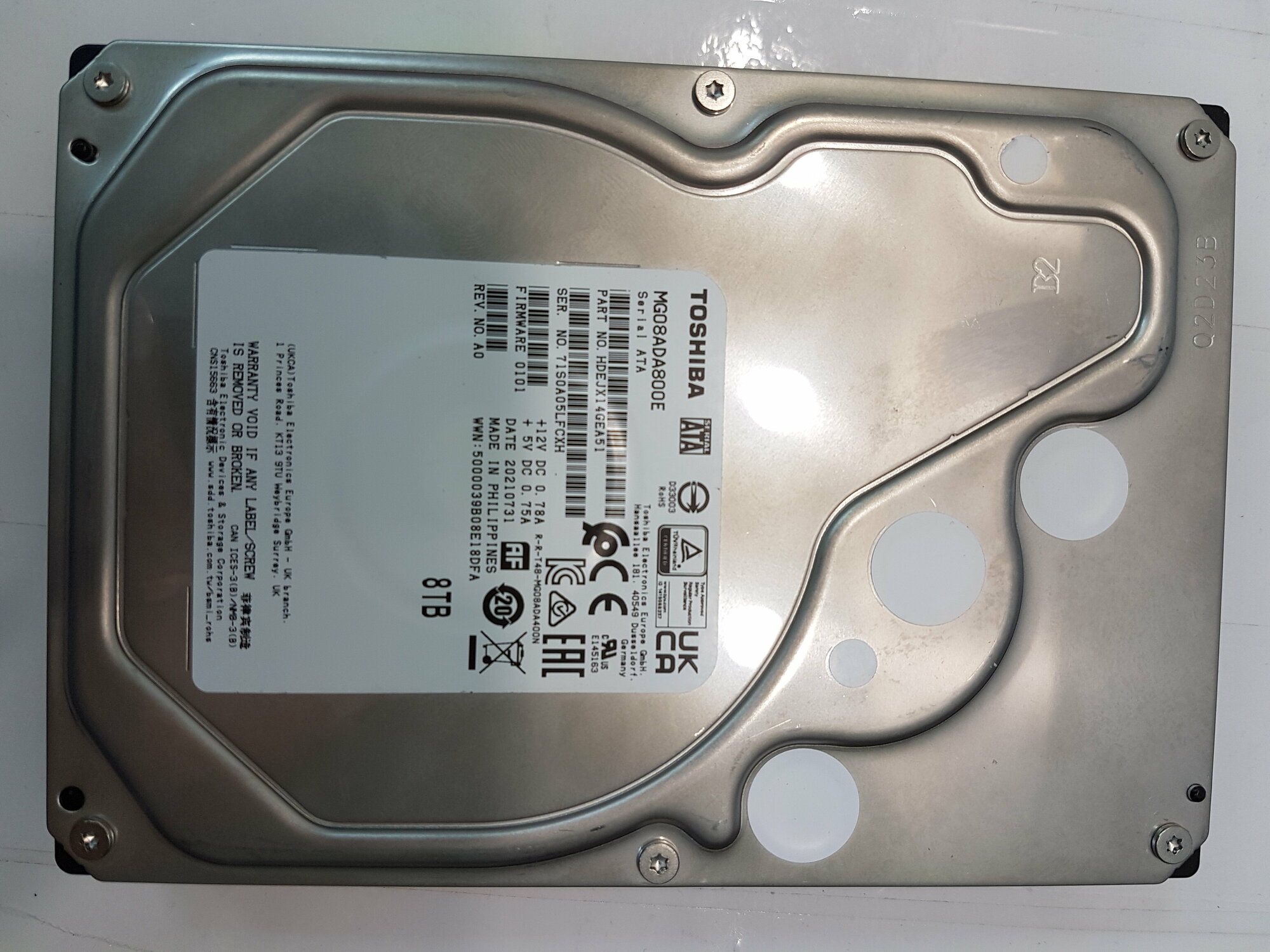 Жёсткий диск HDD 8 Tb SATA 6Gb/s Toshiba MG08ADA800E 3.5"