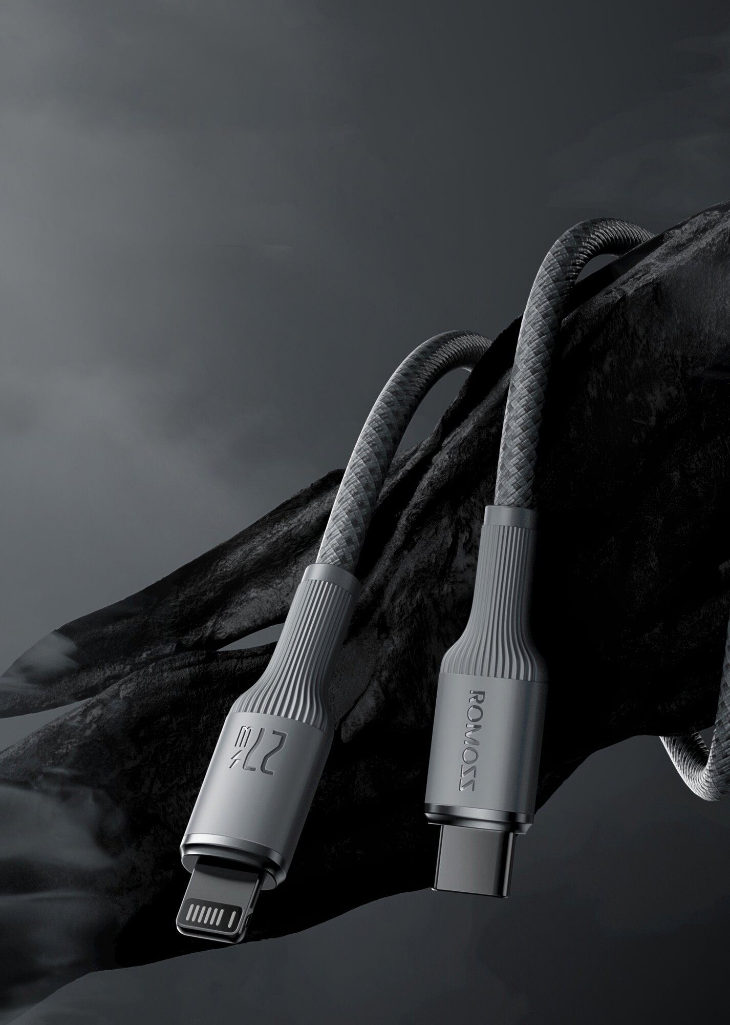 Кабель USB-A Romoss CB1224, Type-A - Lightning, 5 A, 12W, 1.2 м, темно-синий — фото 1