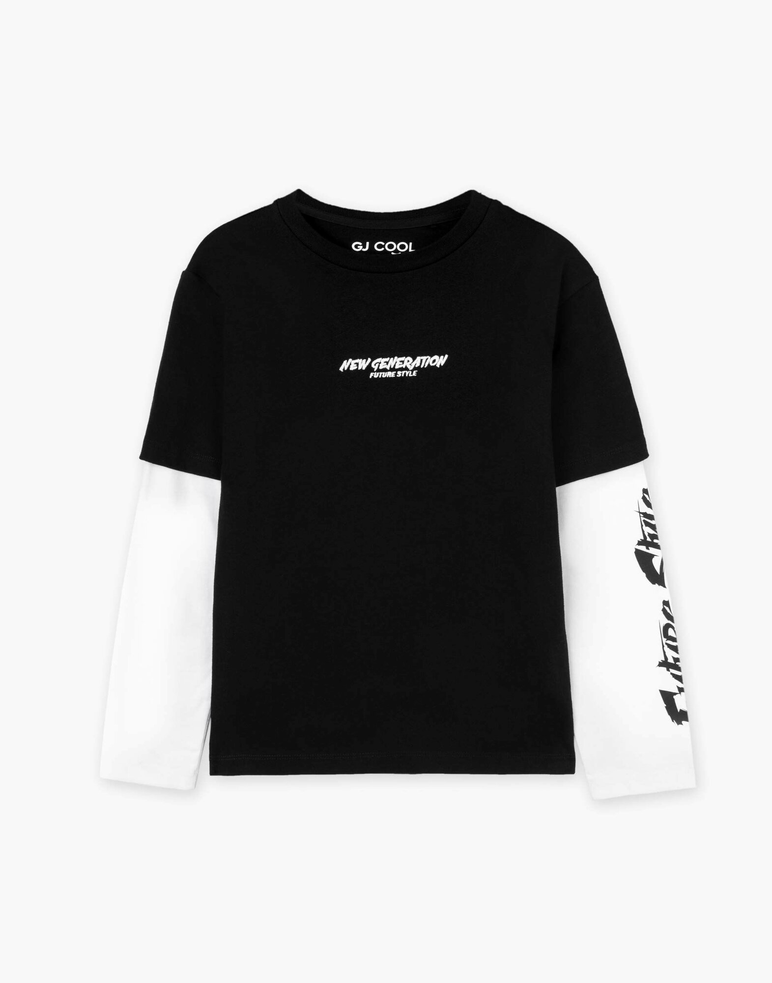 Лонгслив Gloria Jeans, размер 8-10л/134-140, черный/белый — фото 1