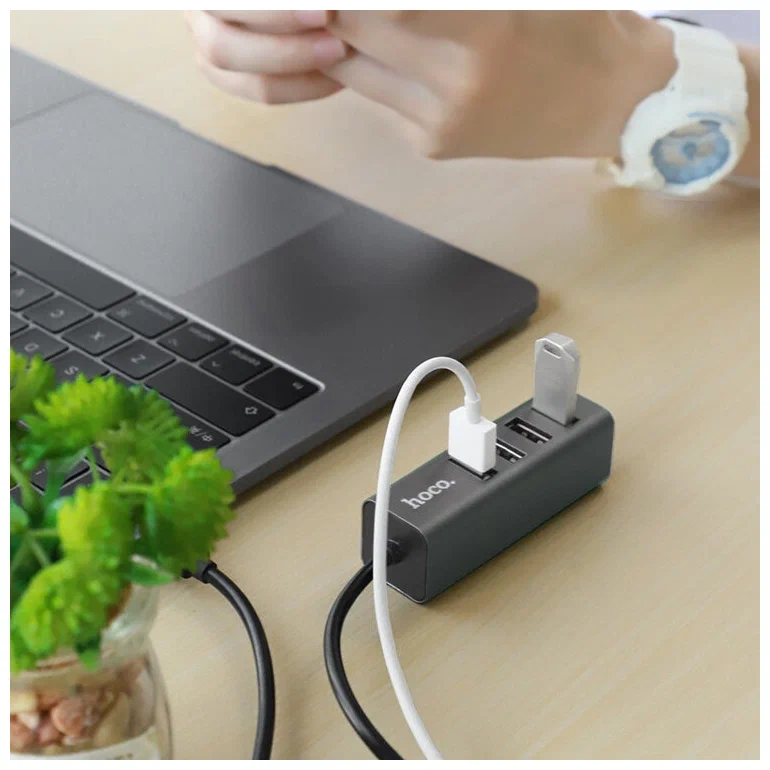 USB Хаб Hoco HB1 4хUSB (Grey) — фото 1