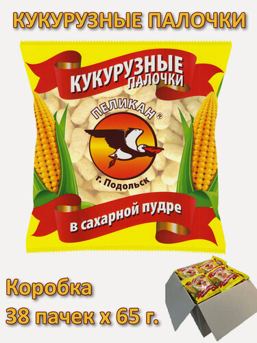 Изображение товара Кукурузные палочки Пеликан, 38 пачек по 65 г (2.47 кг)