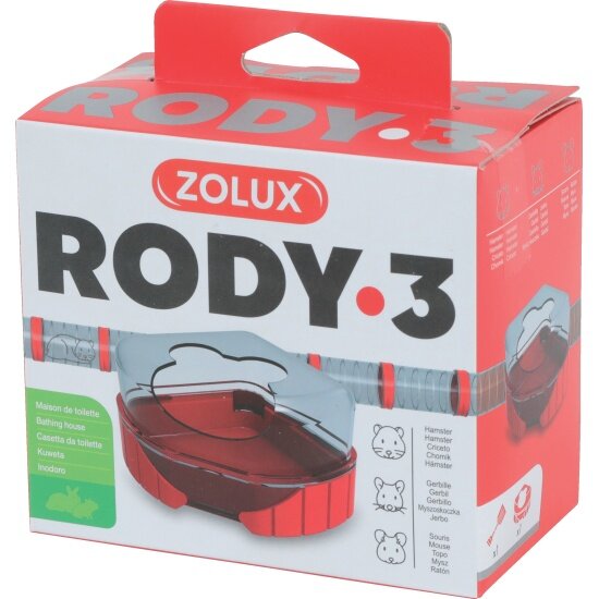 Туалет-домик Zolux Rody 3 угловой для грызунов рубиново-красный