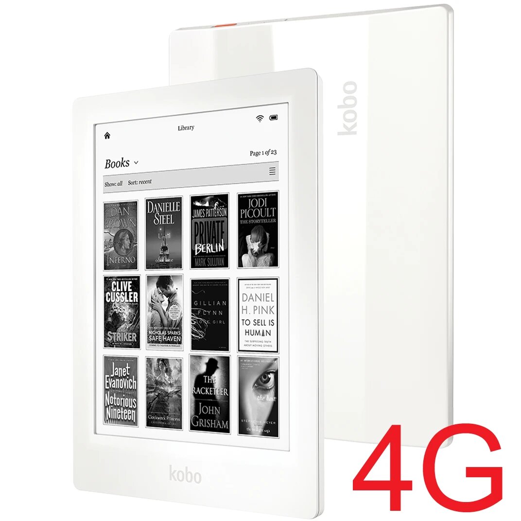 Kobo Aura HD электронная книга 6,8" 4 ГБ, White 4G, Только для Чтения электронных книг