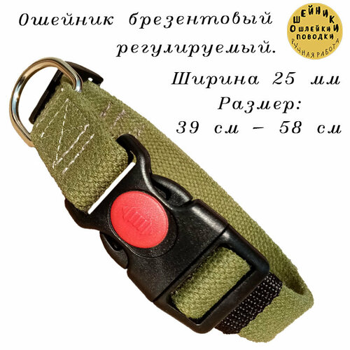 Ошейник для собак брезентовый, средних и крупных пород. Ширина 25 мм.