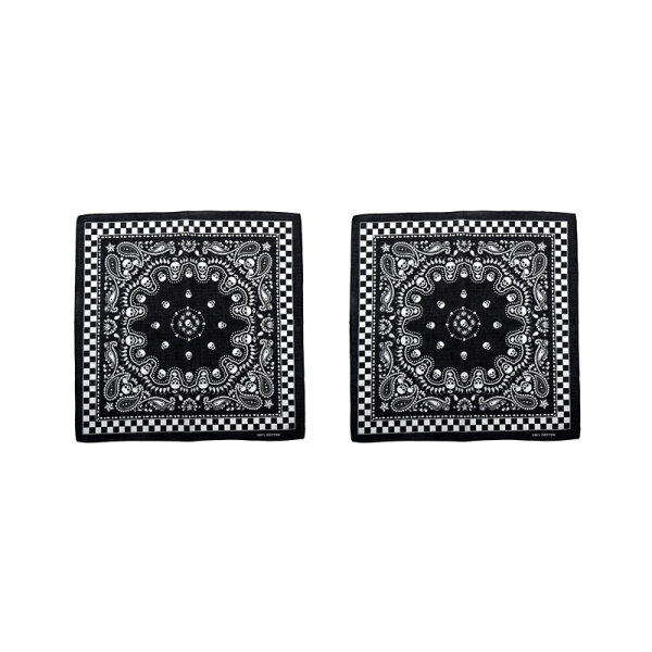 Бандана пиратская, байкера, рокера, черная "Пират всех морей" черепа 55 х 55 см (Набор 2 шт.)