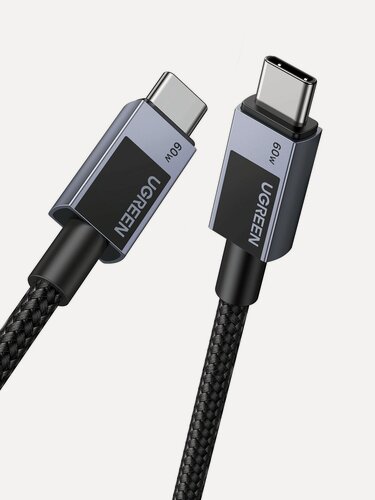 Изображение товара Кабель UGREEN L524 (55776) USB-C to USB-C PD 3A Fast Charging Braided Date Cable. Длина: 3м. Цвет: серый космос