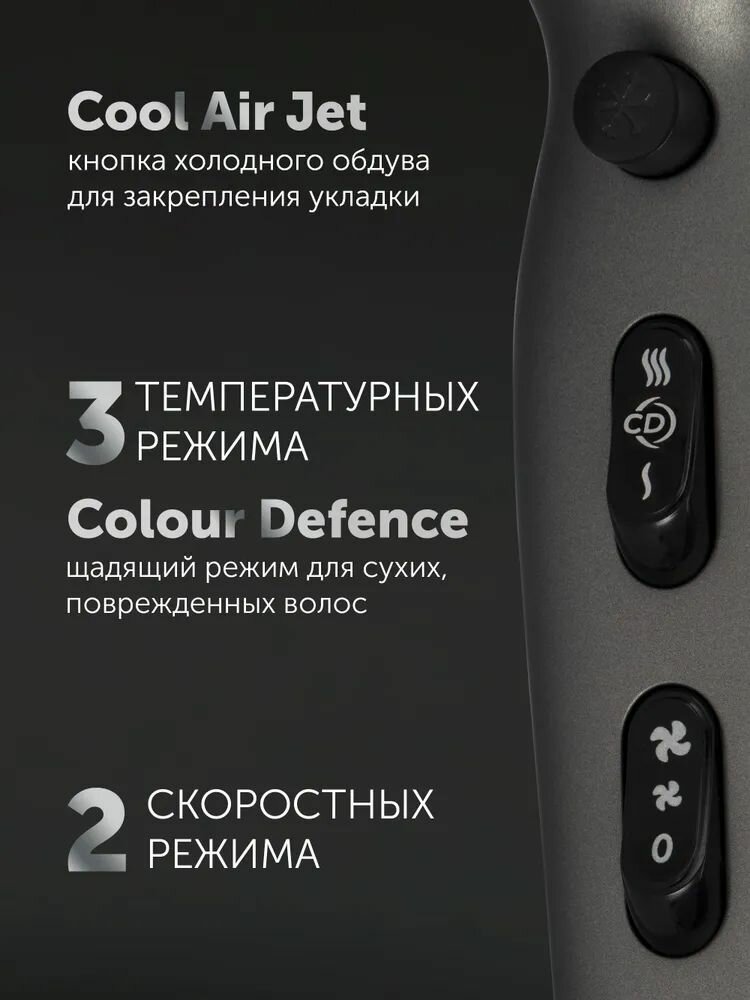 Фен для волос профессиональный Polaris PHD 2600ACi Salon Hair / Серый графит — фото 1