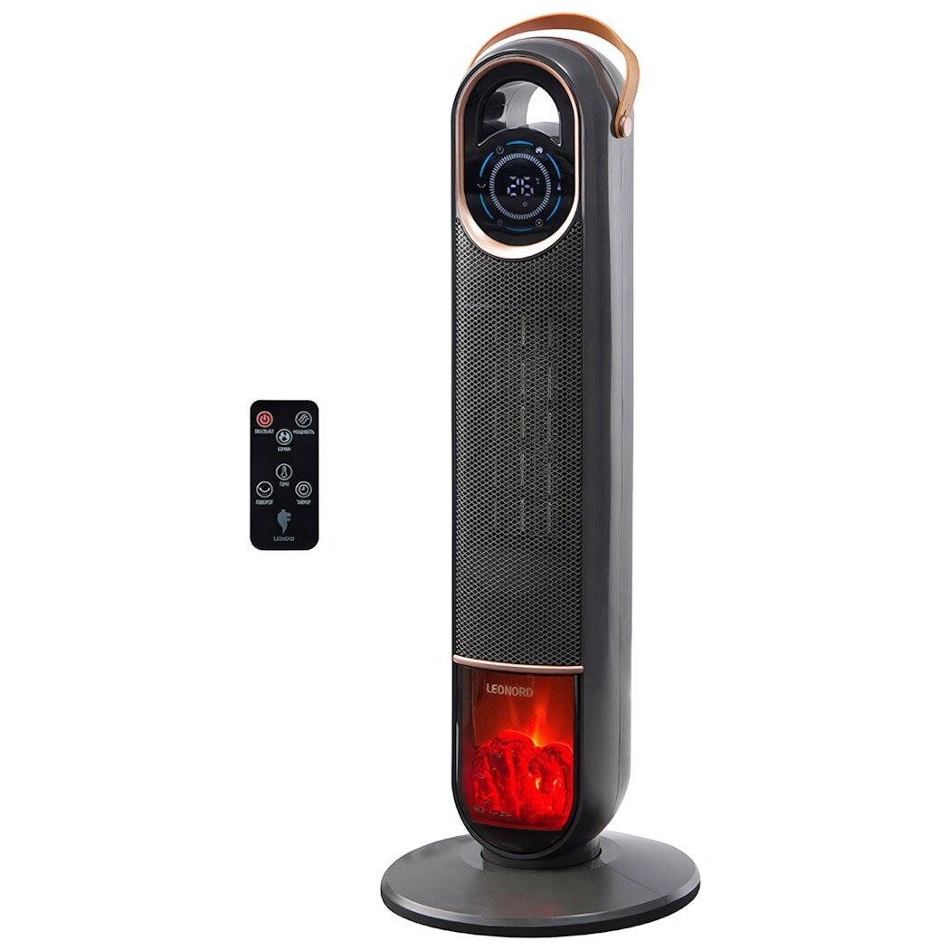 Тепловентилятор электрический «Leonord LPTC-6007K» эффект камина черный пульт