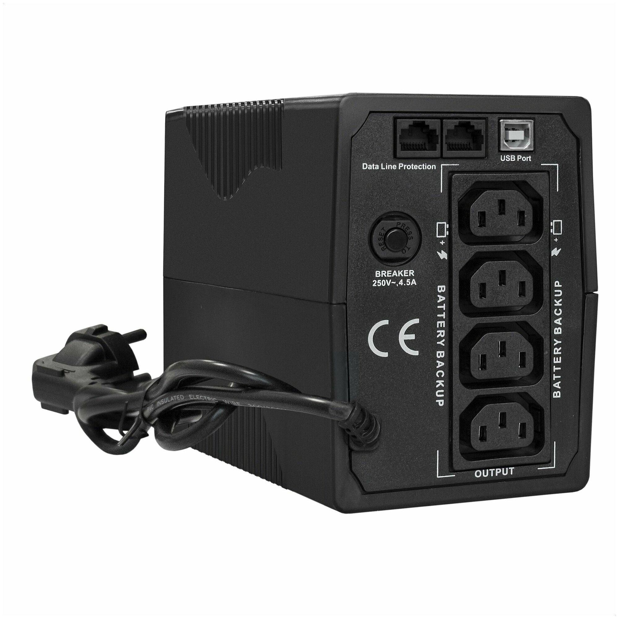 Источник бесперебойного питания Exegate EX292790RUS 1000VA/550W, LCD, AVR, 4*C13, RJ45/11,USB, Black - фото №2