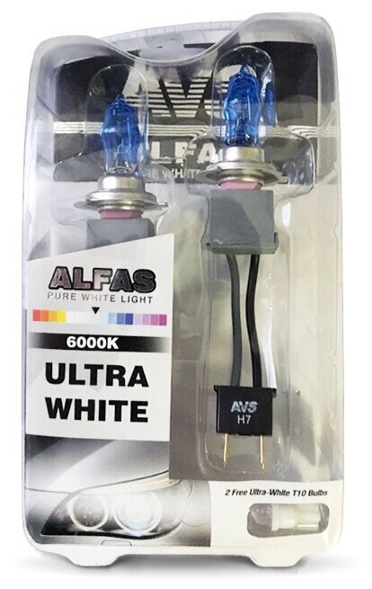 Лампа автомобильная галогенная AVS Alfas Pure-White A07245S H7 12V 85W + 2 шт. Т-10 PX26d 2 шт.