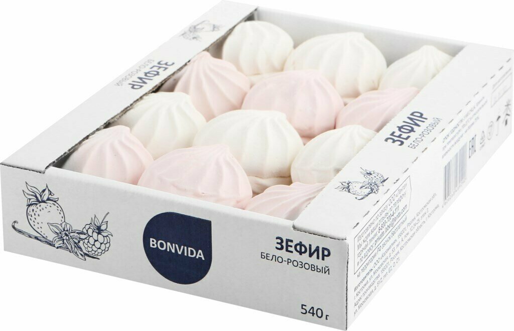 Зефир BONVIDA бело-розовый, 540 г - 5 упаковок - фотография № 3