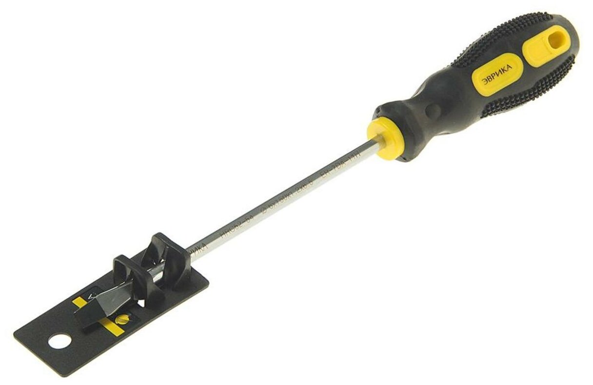 Отвертка шлицевая SL 6.5х150мм магнитная с противоскользящей ручкой (с держателем) эврика