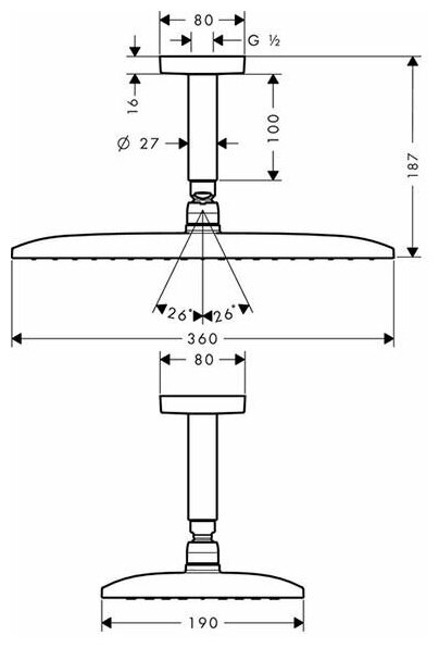 Лейка верхнего душа Hansgrohe Raindance Е Air 360 27381000