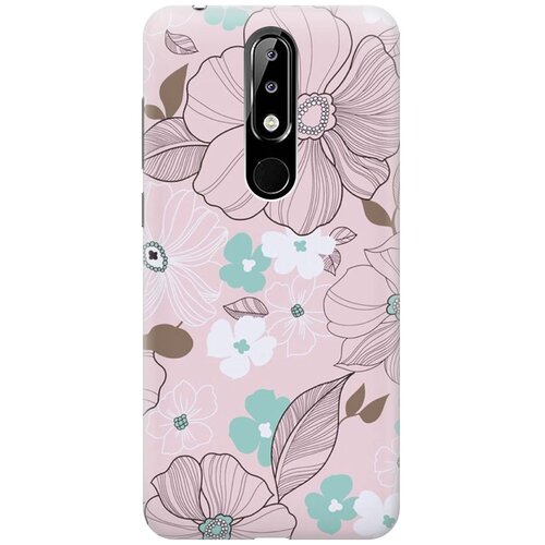 фото Re:paчехол - накладка artcolor для nokia 5.1 plus / x5 (2018) с принтом "розовые цветы"