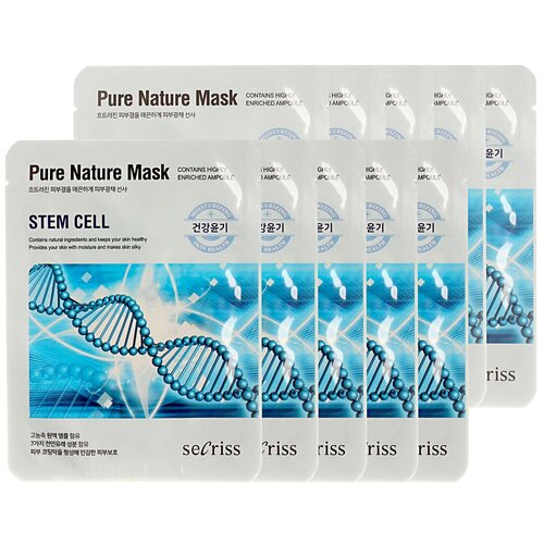 Secriss маска тканевая Secriss Pure Nature Mask Pack Steam Cell омолаживающая со стволовыми клетками, 25 мл, 10 уп.