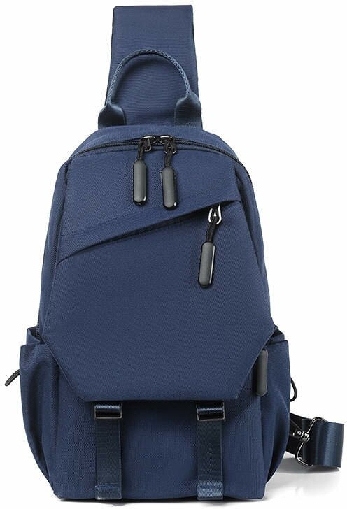 Рюкзак молодежный, спортивный, однолямочный, слинг RKZ-sling-02/синий_черный