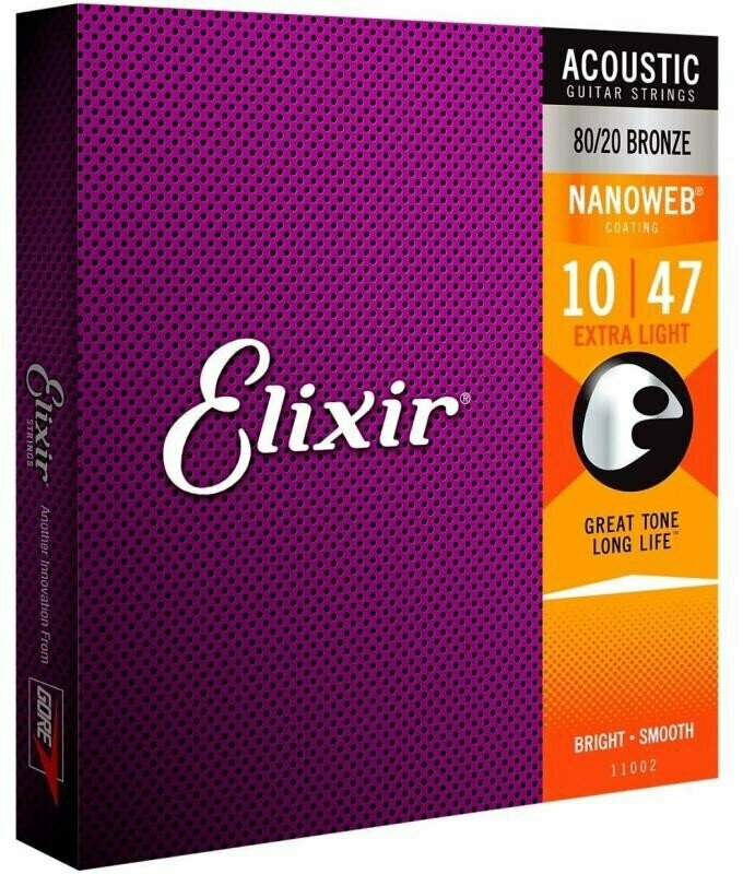 Elixir 11002 Nanoweb Extra Light ANTI-RUST Струны для акустической гитары