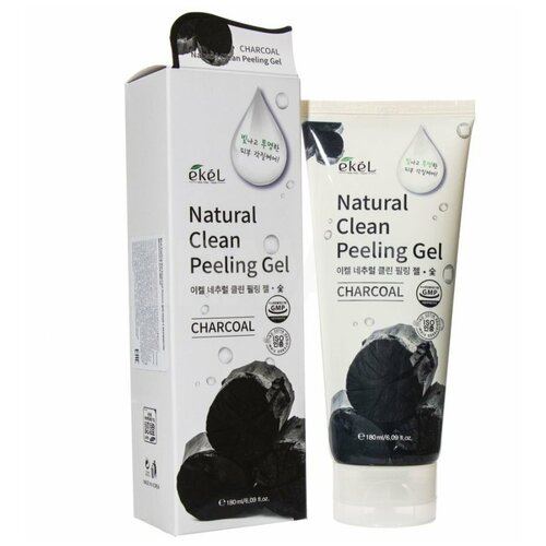 Ekel Пилинг-скатка Natural Clean Peeling Gel Charcoal с углём, 180 мл ekel natural clean peeling gel apple пилинг скатка с экстрактом зеленого яблока