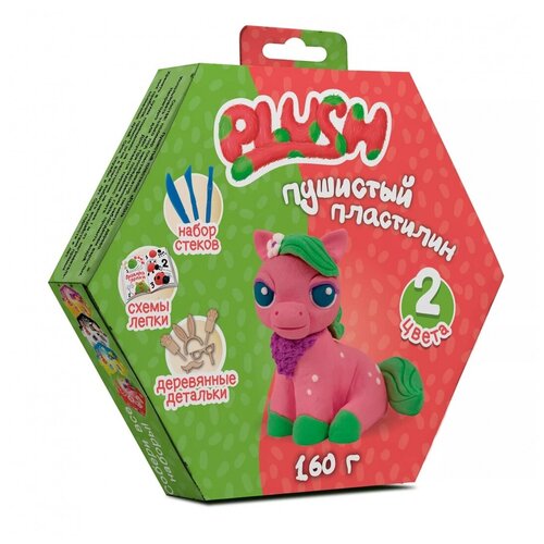 Пластилин PLUSH Пушистый розовый + зеленый 160 г (PL02201806) 2 цв.