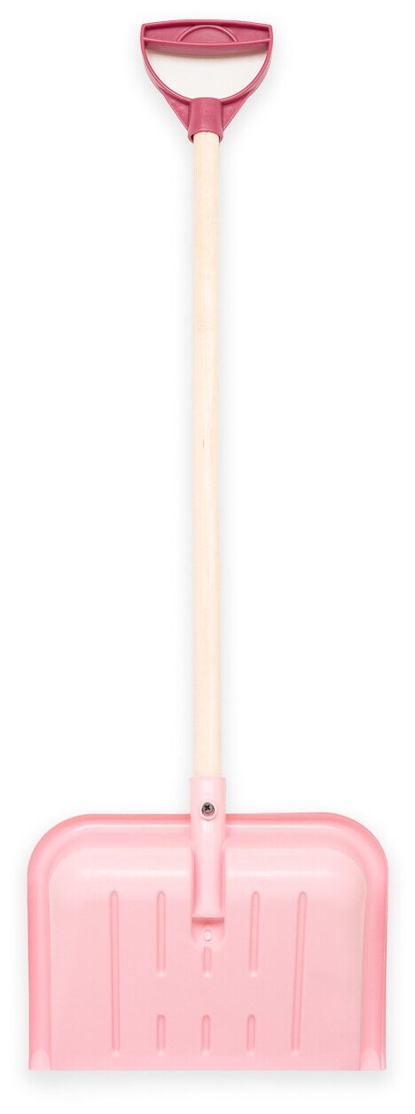 Лопата детская для снега и песка деревянный черенок с ручкой 80 см, розовая - фотография № 3