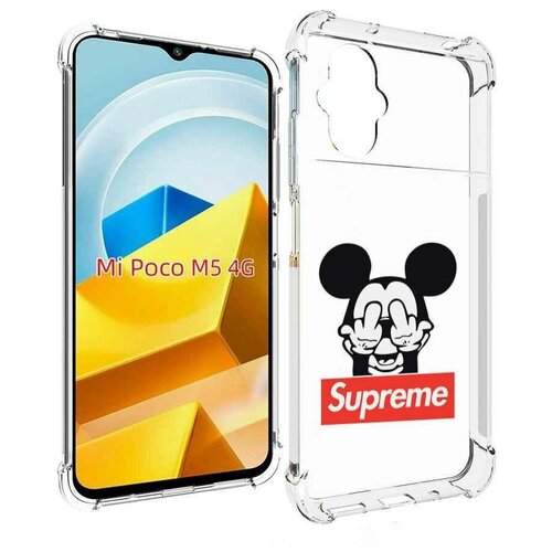 Чехол MyPads Супримовский-Микки-маус для Xiaomi Poco M5 задняя-панель-накладка-бампер