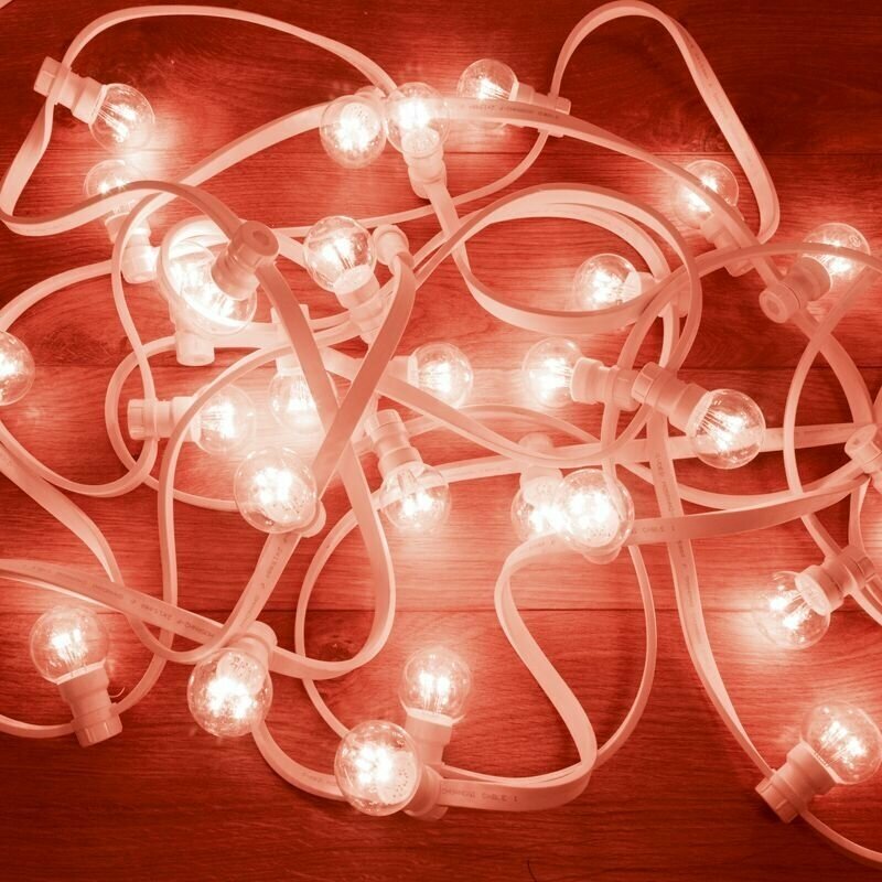 Готовый комплект для украшения Белт-лайт Neon-night , 30 Ламп по 6 диодов, на белом проводе, цвет свечения: красный