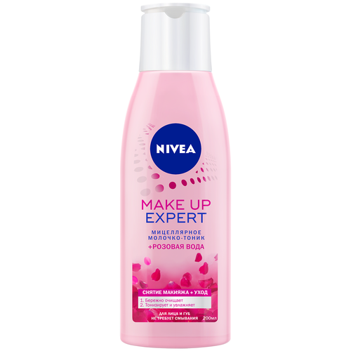 Нивея / Nivea Make Up Expert - Мицеллярное молочко-тоник + розовая вода для лица и губ 200 мл