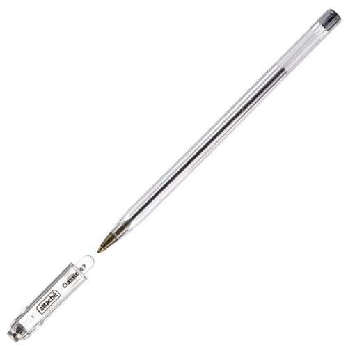 Ручка шариковая Attache Classic (0.7мм, черный цвет чернил, корпус прозрачный) 1шт. банка одноразовая 1 л цвет прозрачный