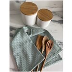 ELLIOLLI Полотенце кухонное, вафельное Ромб, полынь 40х60см - изображение