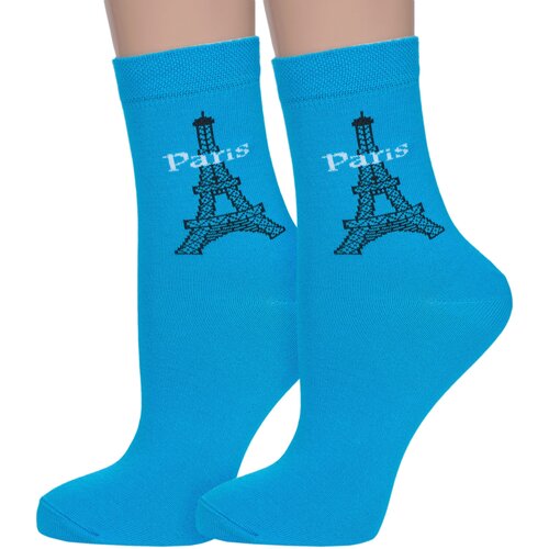 фото Комплект из 2 пар детских носков брестские (бчк) рис. 076, бирюзовые, размер 21-22