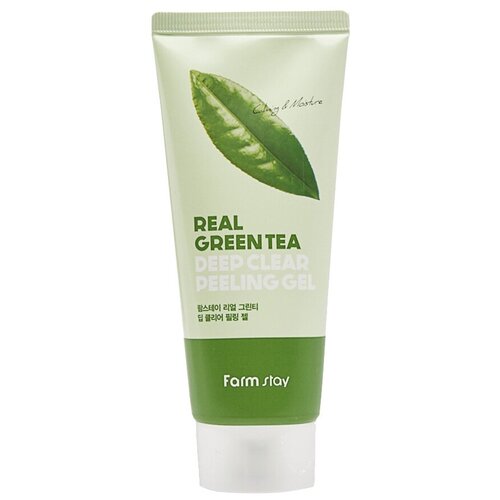 Farmstay пилинг-гель для лица Deep Clear Peeling Gel Real Green Tea, 100 мл очищающий пилинг гель для лица с экстрактом зеленого чая real green tea deep clear peeling gel 100мл