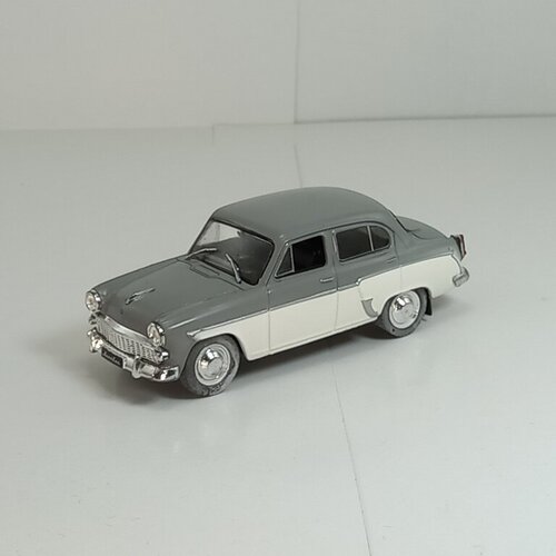 Масштабная модель Автолегенды СССР, DeAgostini Москвич-407 серо-белый, 1:43. сувенирная модель москвич 407 1 43 без прицепа