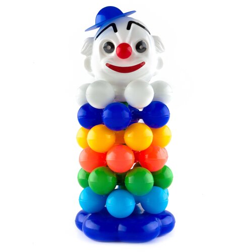 пирамида клоун 26см средний шар Развивающая игрушка Пластмастер Клоун (средний шар), 7 дет., разноцветный