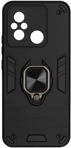 Фото Защищенный чехол с металлической пластиной для магнитного держателя и кольцом для Xiaomi Redmi 12C/Poco C55 DF xiArmor-01 (black)