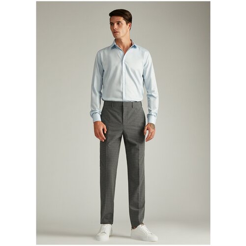 фото Брюки прямые в мелкую клетку 20line, серый