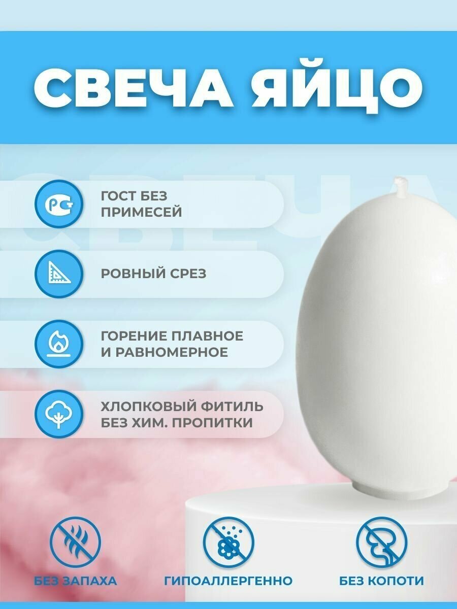 Свеча "Яйцо", белая ГОСТ 48 гр. 6.5х4.1 см. 1 шт.