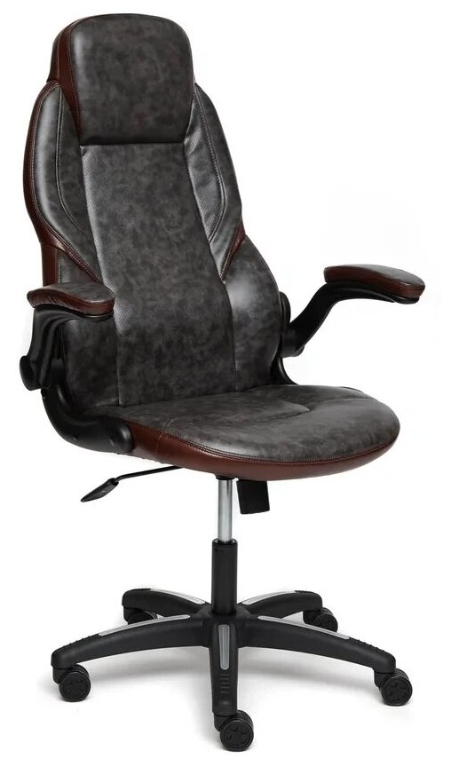 Кресло компьютерное Tetchair BAZUKA экокожа серый коричневый