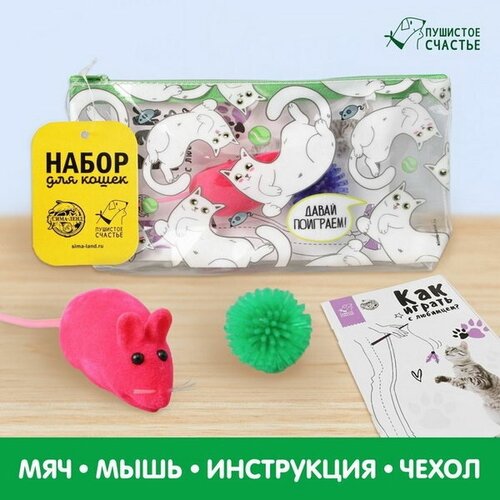 Набор для кошек Давай поиграем! мяч, мышь