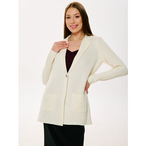 Пиджак Modclick, удлиненный, силуэт прямой, трикотажный, размер 48-50, белый