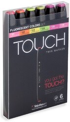 Touch Twin Набор маркеров флуоресцентные цвета (1100623), 6 шт.