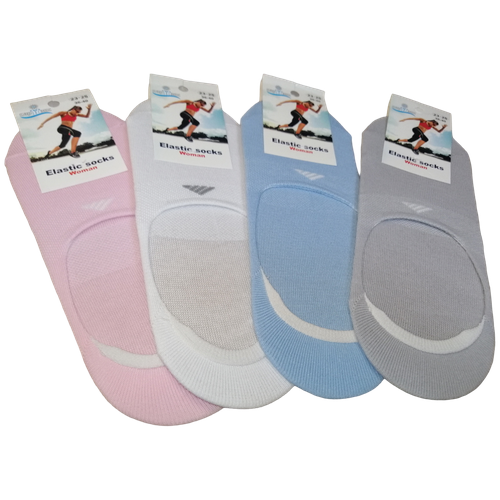 Носки САРТЭКС, 4 пары, размер 23-25, серый, розовый, мультиколор, белый, голубой